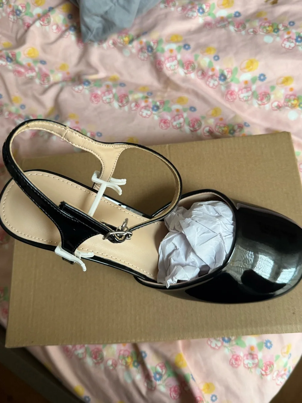 NEWBELLA Women’s Black Patent Slingback Heels